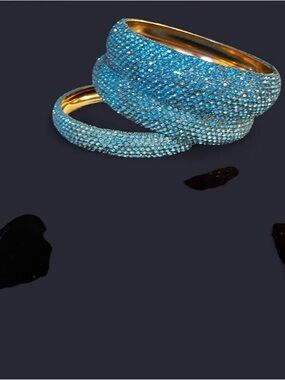 Sparkling Blue Crystal Bangle Bracelet Set